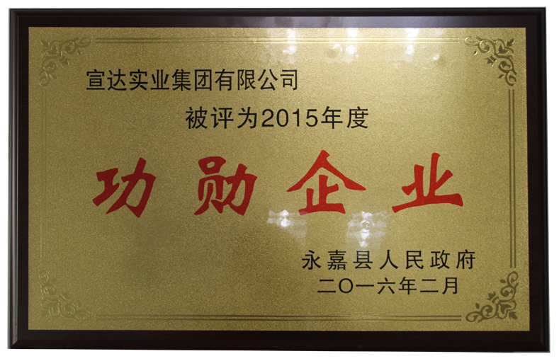 华体(中国)荣膺2015年度永嘉县功勋企业称号